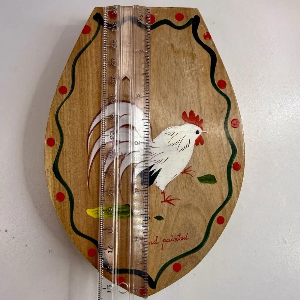 Vintage 1950s Woodpecker Wood Ware Wooden Hamburger Patty Press Rooster Japan